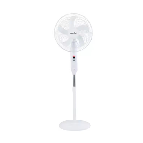 3-in-1 Rechargeable Solar Standing Fan – 16 Inch | Adjustable Height, LED Light, Speed Control & USB Charging Port