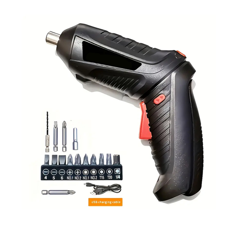 مجموعة مفك براغي كهربائي لاسلكي ‎3.6‎ فولت مع ‎14‎ رأس ومقبض دوّار 