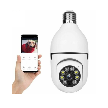 360° 2MP Bulb Fit Wireless WiFi Security Camera With Night Vision and Motion Detection