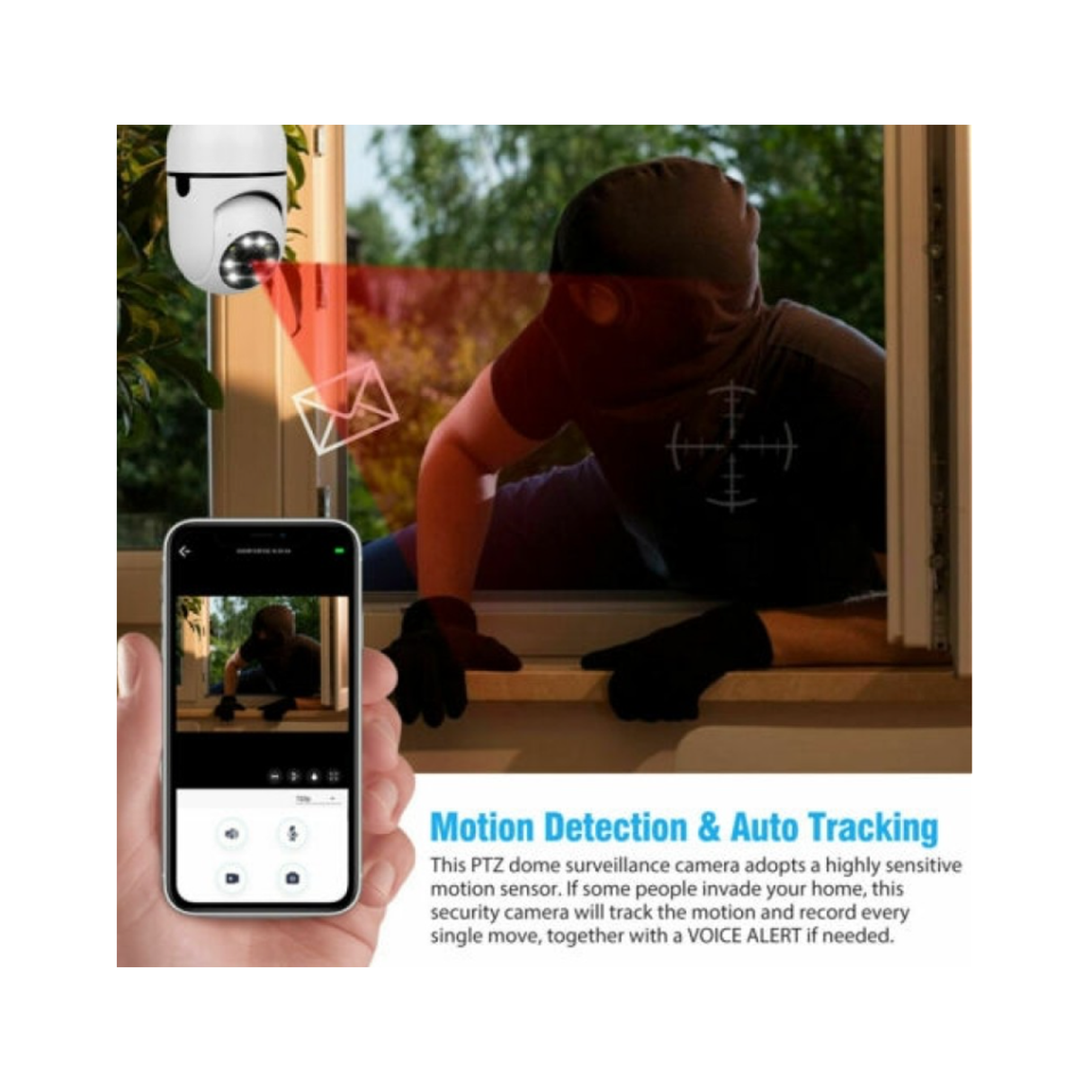 360° 2MP Bulb Fit Wireless WiFi Security Camera With Night Vision and Motion Detection