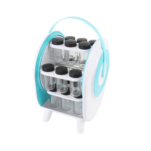 360° Rotating Spice Rack Organizer With 18 Bottles - Space Saving ABS Seasoning Storage Shelf With Handle for Kitchen Countertop