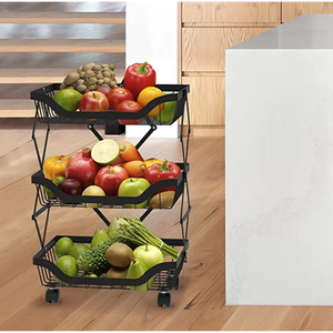 3 Layer Adjustable Foldable Movable Storage Rack for Kitchen Use