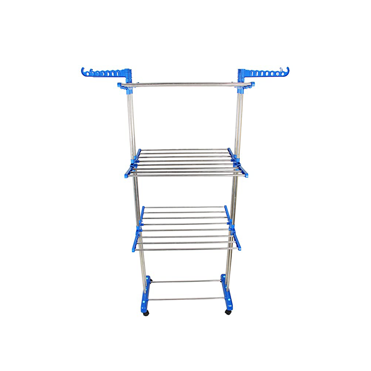 حامل تجفيف الملابس المتين بثلاث طبقات مع عجلات - TW116
