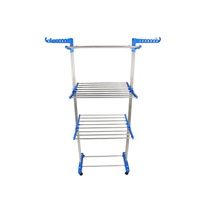 حامل تجفيف الملابس المتين بثلاث طبقات مع عجلات - TW116