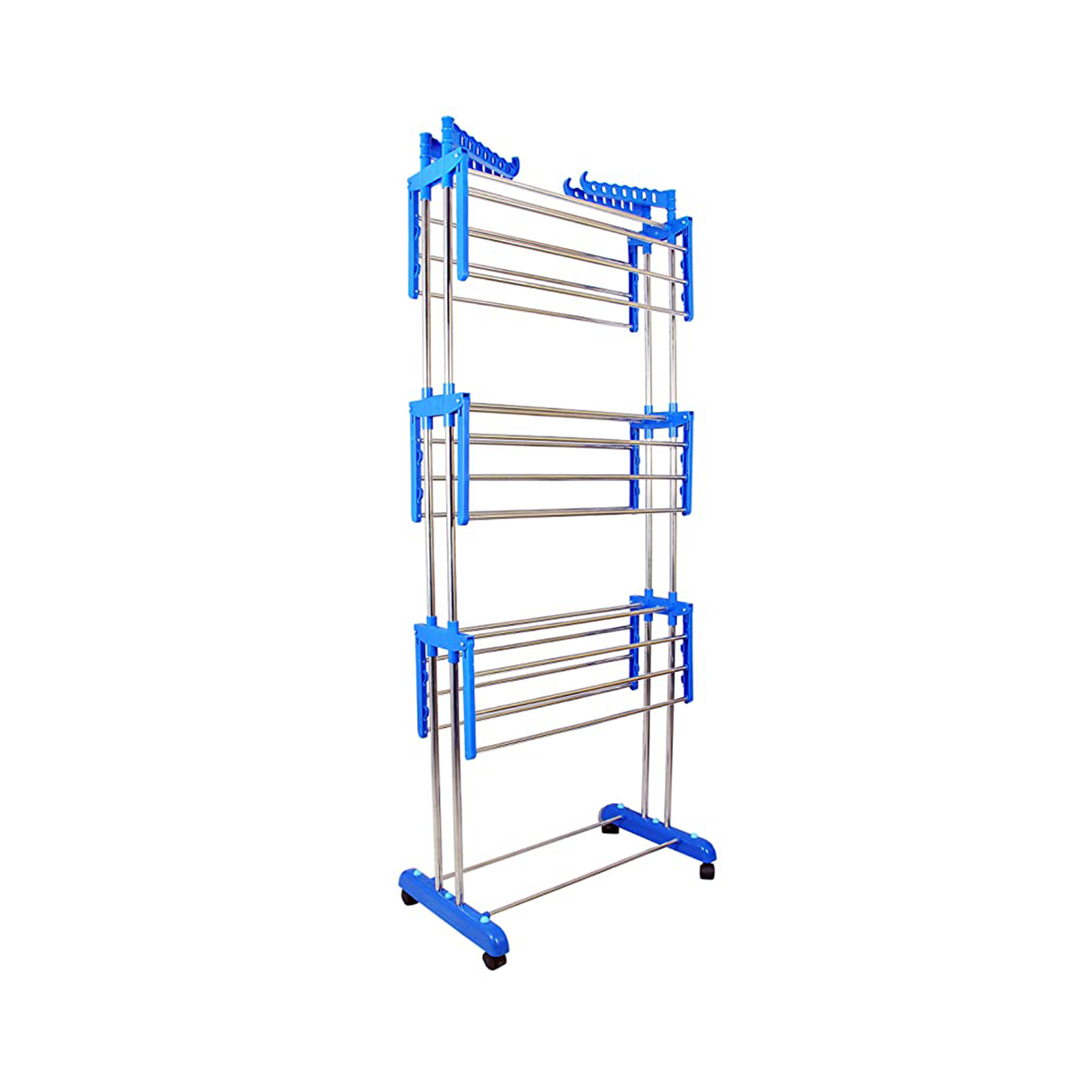 حامل تجفيف الملابس المتين بثلاث طبقات مع عجلات - TW116