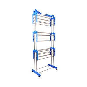 حامل تجفيف الملابس المتين بثلاث طبقات مع عجلات - TW116