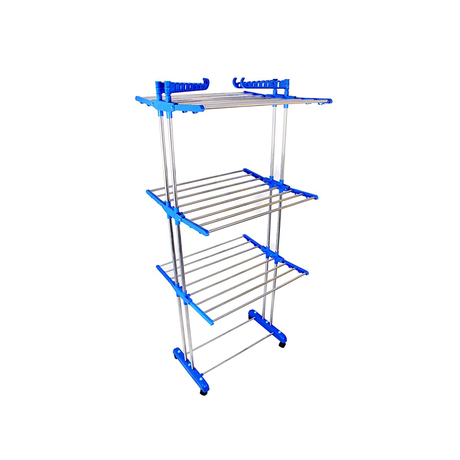 حامل تجفيف الملابس المتين بثلاث طبقات مع عجلات - TW116