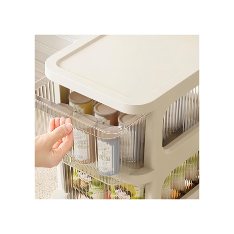 3 Layer Multifunction Plastic Storage Drawer With Wheels