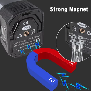 مصباح عمل وتخييم ليد قابل للشحن بثلاث شفرات بإضاءة 2000 لومن مع باور بانك وحامل ثلاثي وتصميم مقاوم للماء للأنشطة الخارجية – بطارية  4000 مللي أمبير