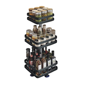 3 Tier Rotating Spice Rack,Height-Adjustable Spice Shelf