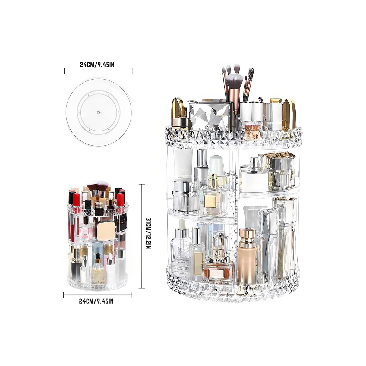 3 Tiers 360° Rotating Makeup Organiser
