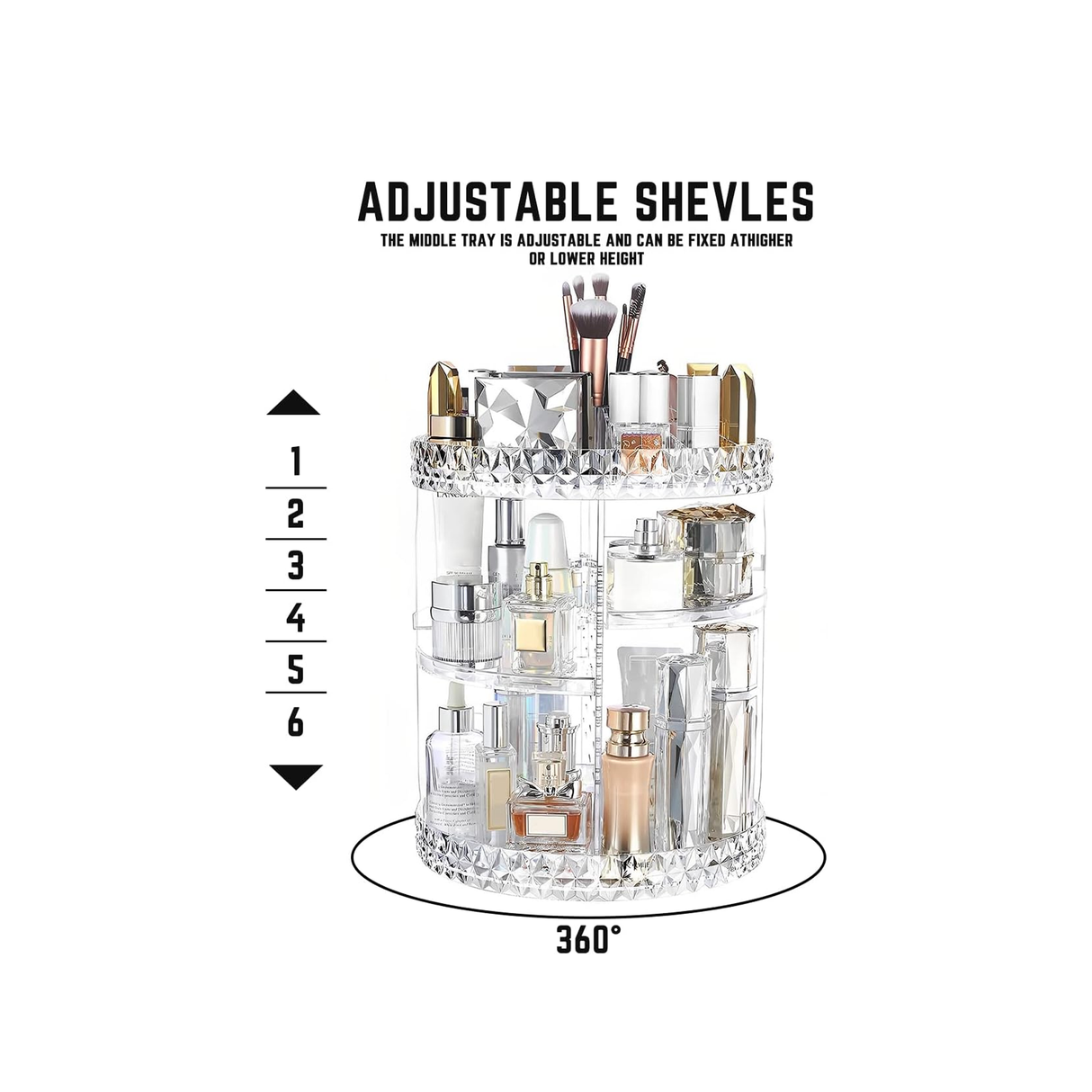 3 Tiers 360° Rotating Makeup Organiser