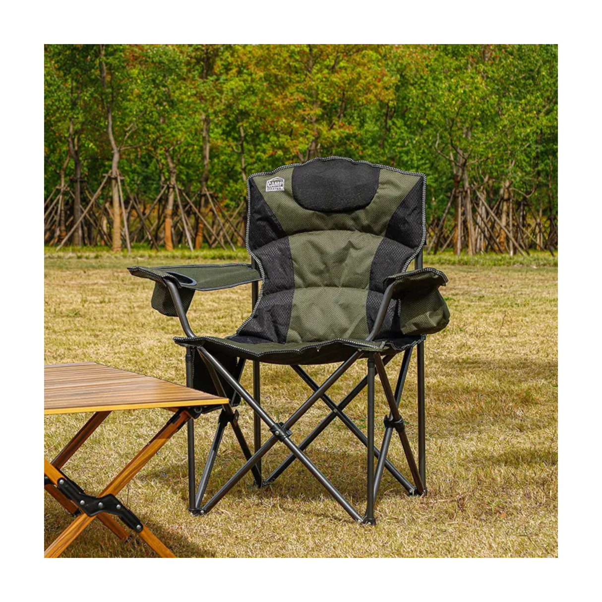 Heavy Duty Foldable Camping Chair for Outdoors with Side Pocket & Cup Holder 175KG Load Capacity