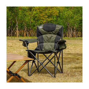Heavy Duty Foldable Camping Chair for Outdoors with Side Pocket & Cup Holder 175KG Load Capacity