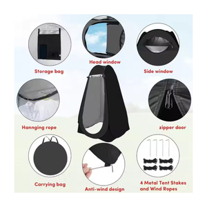 Portable Toilet & Showering Privacy Tent for Outdoors & Camping- Black