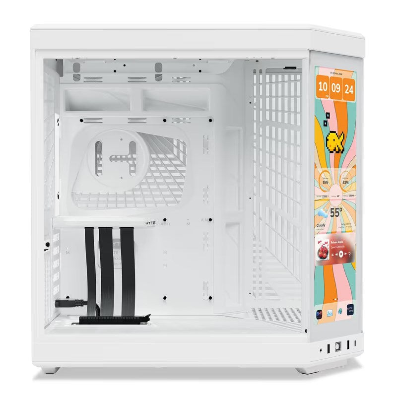 HYTE Y70 Touch Infinite ATX Mid Tower Gaming PC Case with 14.5" Touch Display - Snow White