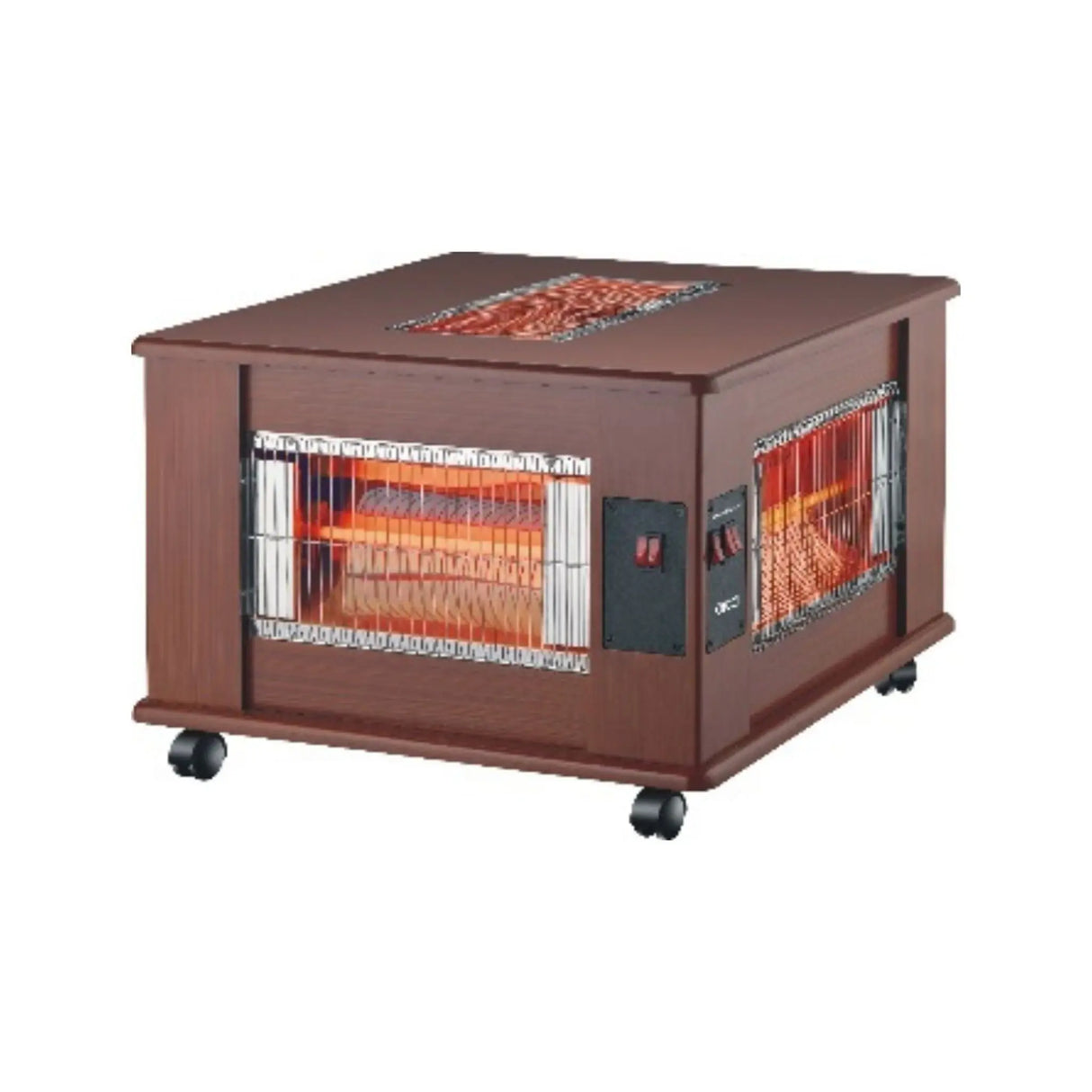 أوركا مدفأة كوارتز خشبية 2400 وات بـ5 أوجه – بني
