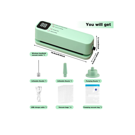 3 in 1 Cordless Rechargeable Food Sealer for Dry or Moist Food Storage - FOODSEAL-BOKK-