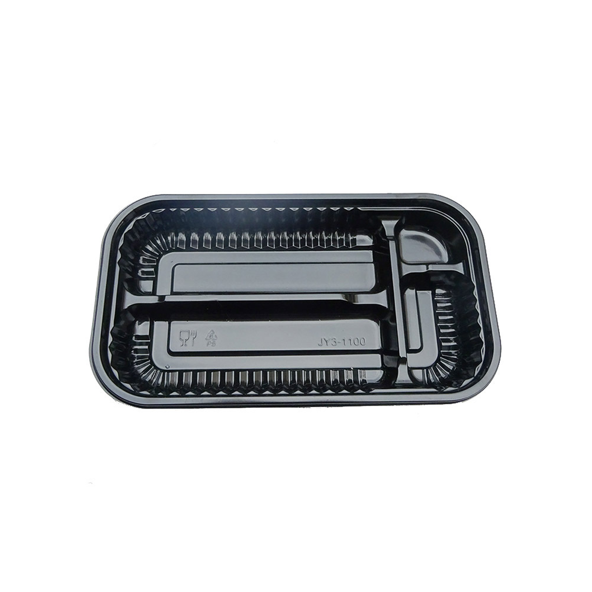 4-Compartment Plastic Disposable Food Container With Lid - 23 x 13 x 5.5 cm