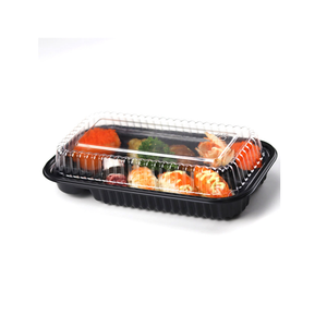 4-Compartment Plastic Disposable Food Container With Lid - 23 x 13 x 5.5 cm