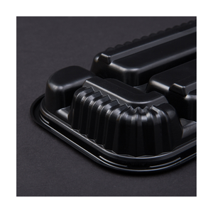 4-Compartment Plastic Disposable Food Container With Lid - 23 x 13 x 5.5 cm