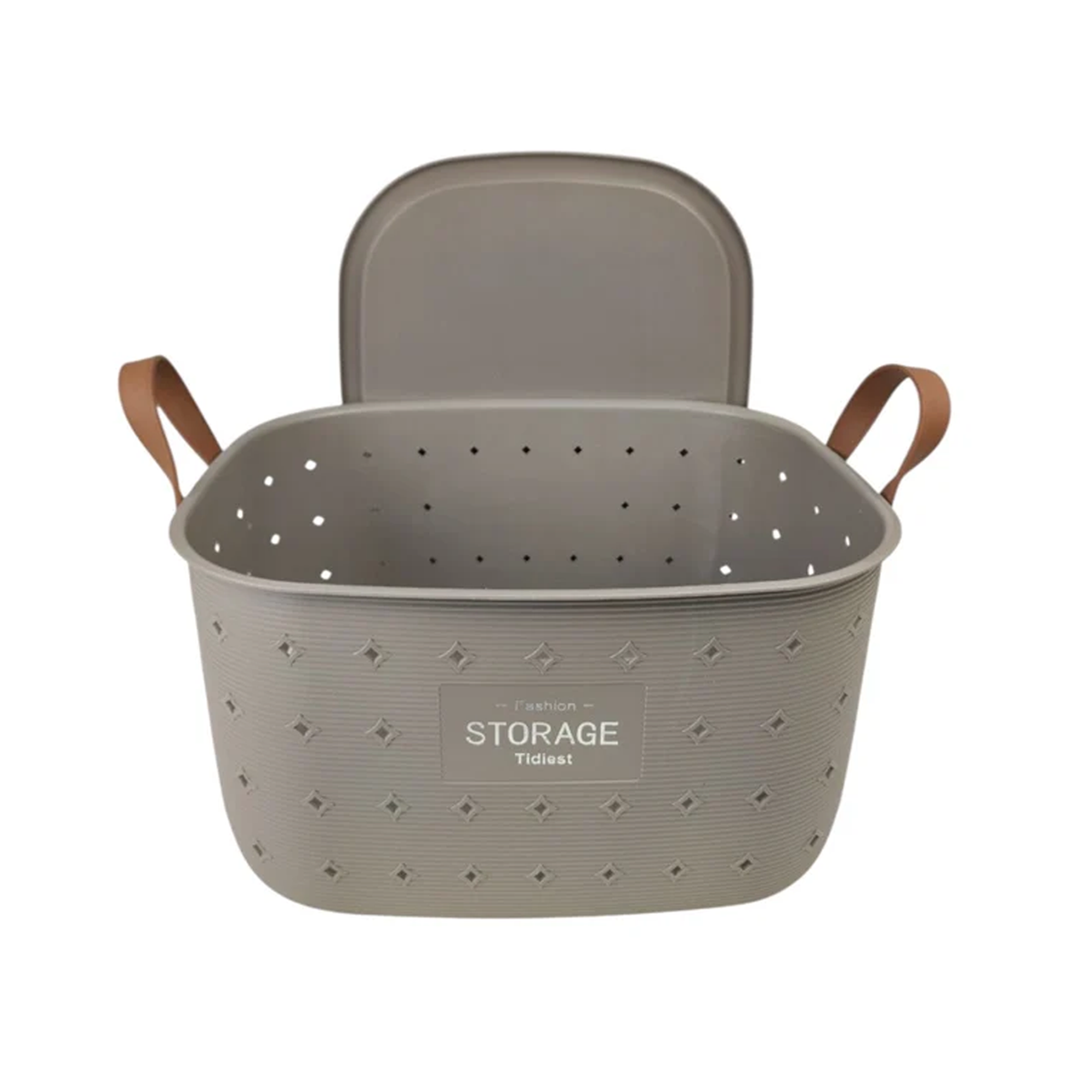 Plastic Storage Box with Lid, White, 30.5 × 23.5 × 17 cm - Gray