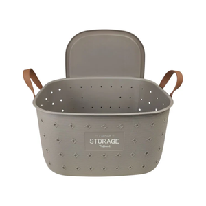 Plastic Storage Box with Lid, White, 30.5 × 23.5 × 17 cm - Gray