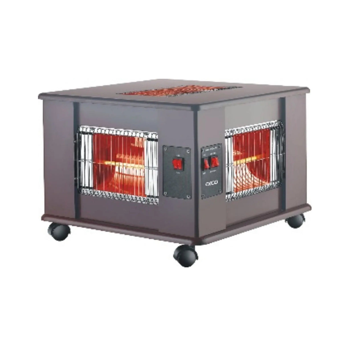 Orca Wooden Quartz Heater 2400W 5 Face - Red