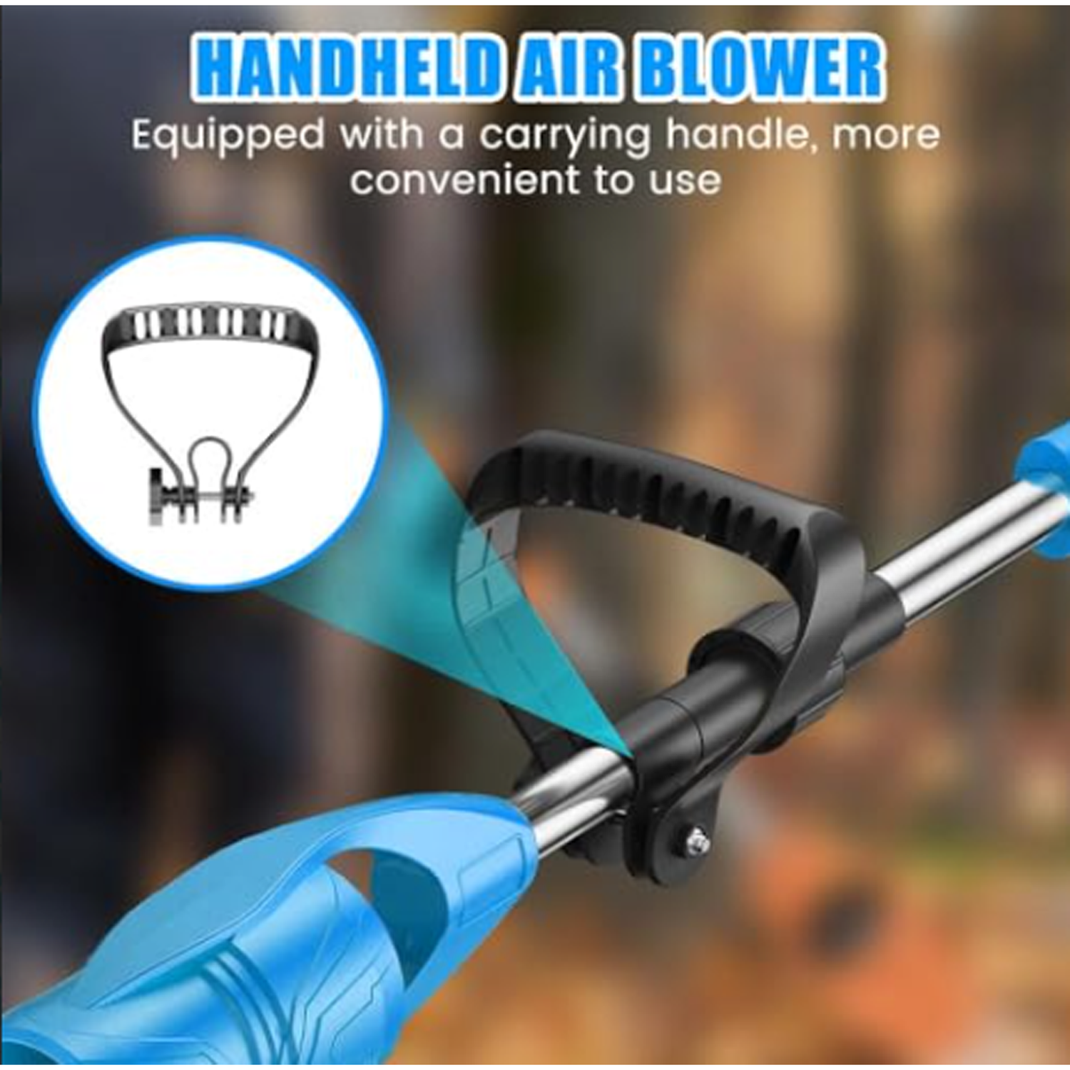 48VF Cordless Handheld Blower with Telescopic Extension Pole - 29000RPM Motor, Double 3000mAh Batteries, Eyes Protection Goggles, Stepless Speed Control & Multi-Task Cleaning for Outdoor & Indoor Use