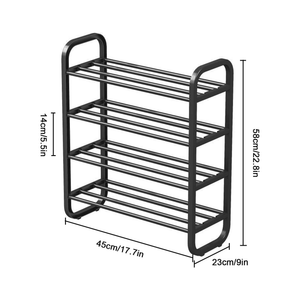 4 Tier Shoe Rack - Black