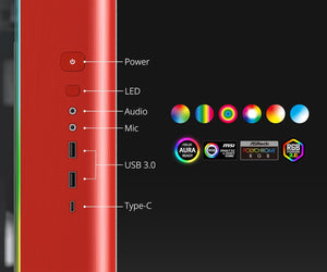 Montech KING 95 Pro  Curved Tempered Glass ATX Mid-Tower Gaming PC Case - Red (6 ARGB Fans Included)