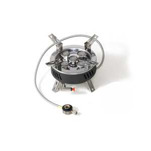 موقد غاز قوي للتخييم بخمسة شعلات مع حقيبة تخزين قابلة للتعديل والطي - 11000 وات