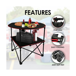 Portable Foldable Lightweight Outdoor Camping Table with 4 Cup Holders & Carry Bag