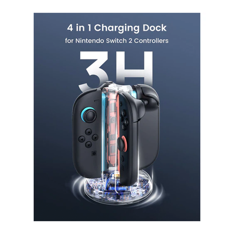 Transnovo 4 in 1 Cylindrical Charging Dock with RGB Light for Nintendo Switch 2 Joy-Con
