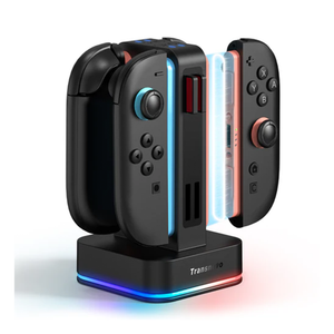 Transnovo 4 in 1 Square RGB Charging Dock for Nintendo Switch Joy-Con with 8 Game Card Slots