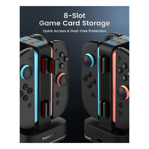 Transnovo 4 in 1 Square RGB Charging Dock for Nintendo Switch Joy-Con with 8 Game Card Slots