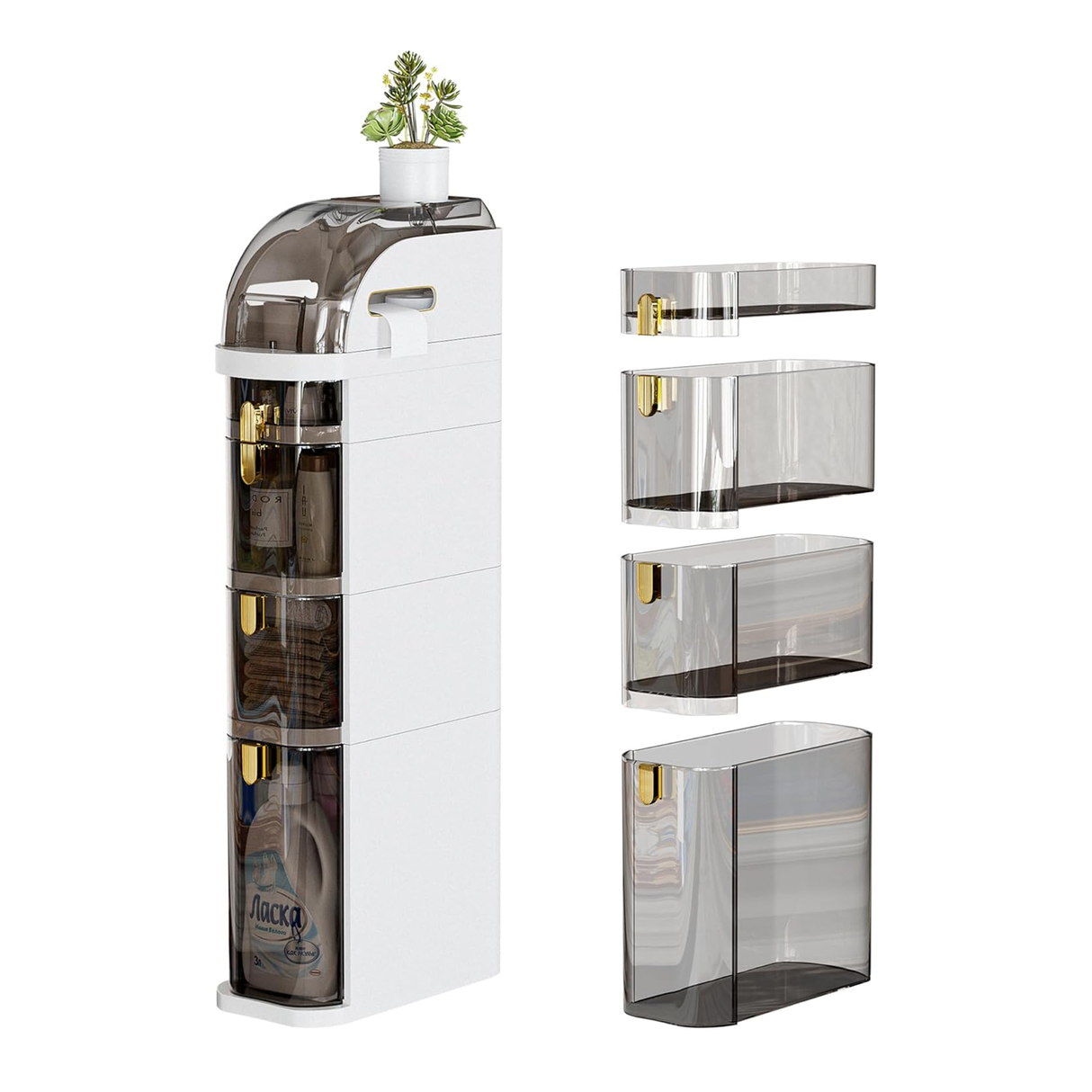 خزانة تخزين للحمام ذات 5 طبقات لتنظيم الأدوات واللوازم