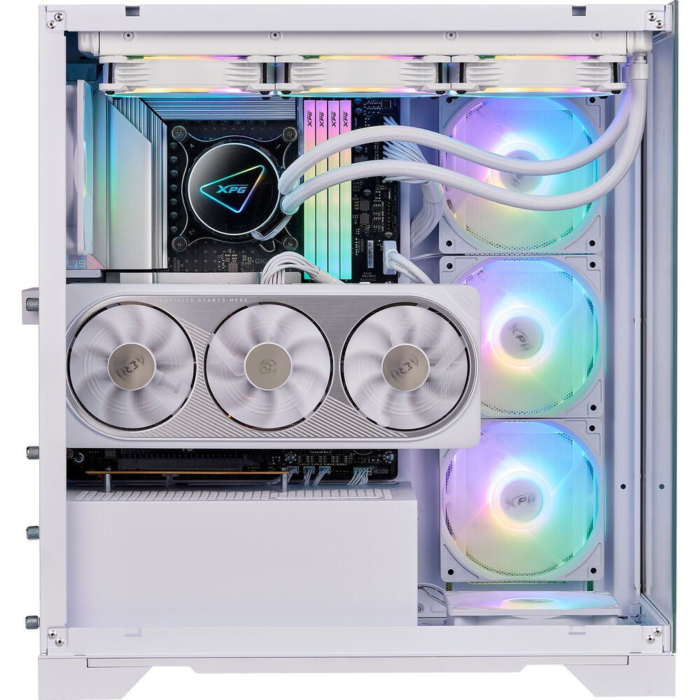 XPG INVADER X Tempered Glass ATX Mid Tower Gaming PC Case - White (5 ARGB Fans Included)