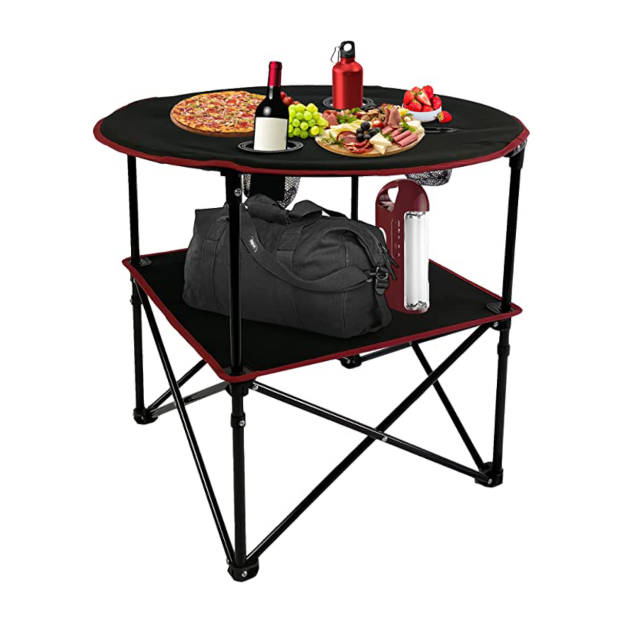Portable Foldable Lightweight Outdoor Camping Table with 4 Cup Holders & Carry Bag