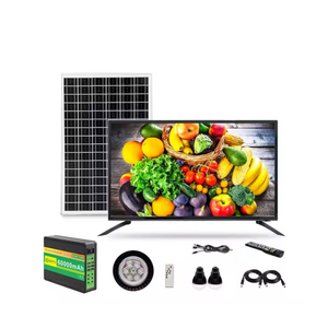 GDLIFE Times 32-Inch Solar Powered HD TV Entertainment & Power Kit with 50W Panel, 60,000mAh Battery Dual LED Bulbs, Remote Control & Lighting Kit