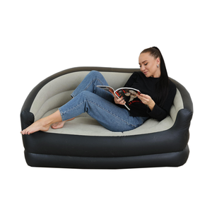 كرسي أريكة هوائي محمول قابل للنفخ بسطح مبطن، ودعم مريح للظهر، وقاعدة مانعة للانزلاق - سعة 137 كجم، أبعاد 101.6 سم × 91.4 سم × 121.6 سم - بني