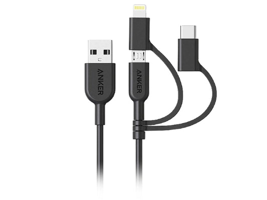 Anker 3 in 1 PowerLine II - 0.9m - C89 - Cable - Black