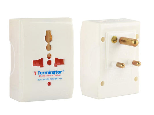 Terminator Multi Adaptor 3Pin Round To Universal Socket With Indicator