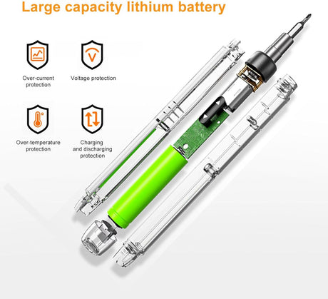 مجموعة مفكات براغي كهربائية دقيقة قابلة لإعادة الشحن 48 في 1 مع رؤوس مغناطيسية، وشحن سريع من النوع C، ومؤشر LED، وحقيبة تخزين محمولة