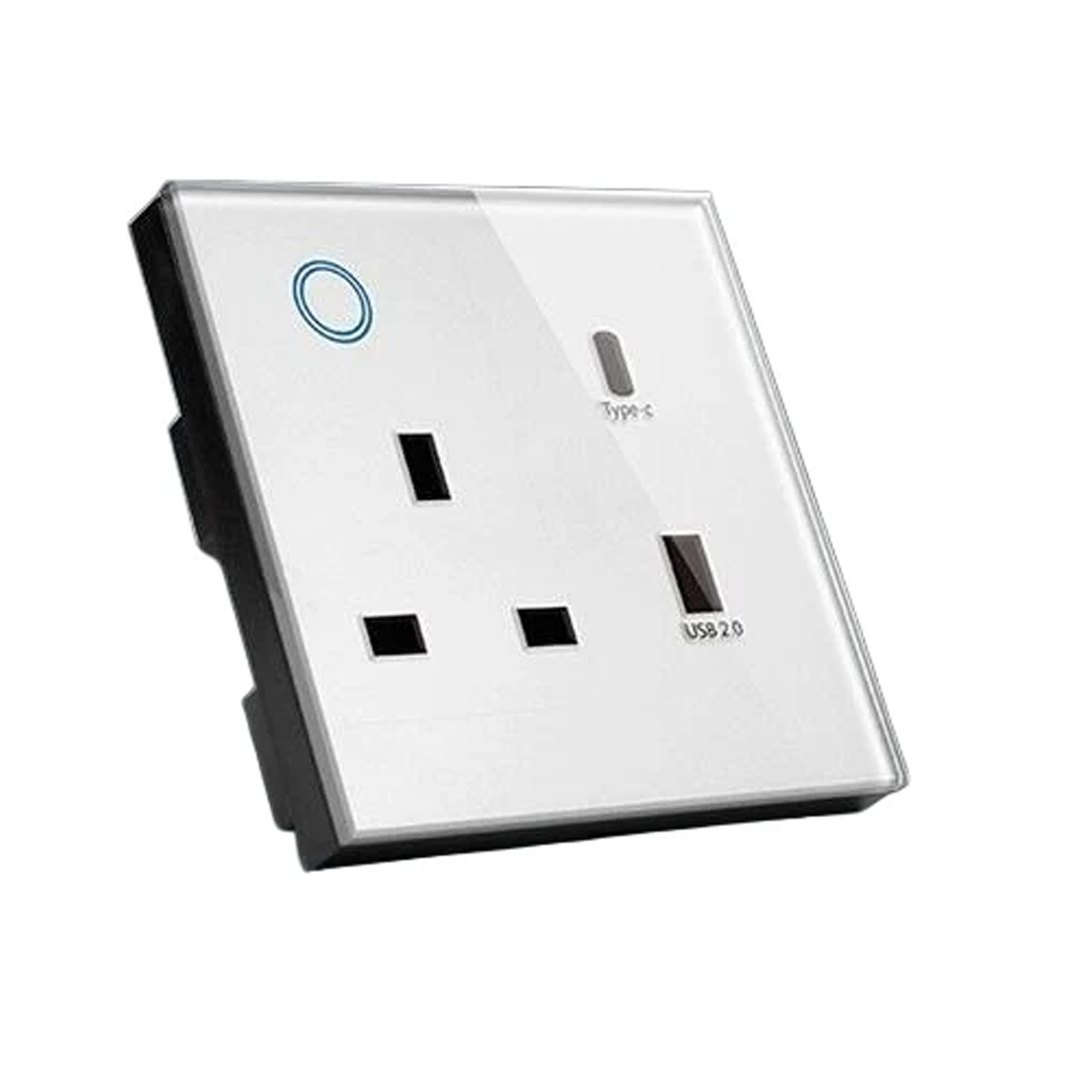 مقبس كهربائي مفرد ذكي واي فاي Gopeta (13 أمبير) مع منفذي شحن (USB-A & USB-C) - أبيض