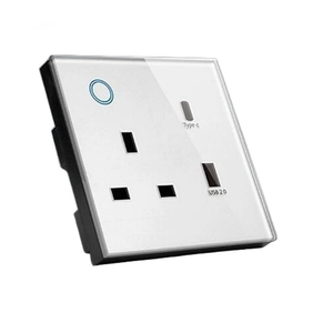 مقبس كهربائي مفرد ذكي واي فاي Gopeta (13 أمبير) مع منفذي شحن (USB-A & USB-C) - أبيض