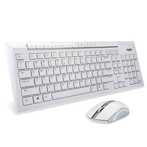 Rapoo Combo Wireless Keyboard & Mouse (English/Arabic) 8200M - White - Zayoom
