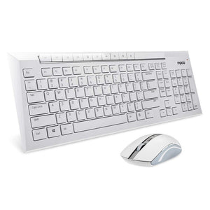 Rapoo Combo Wireless Keyboard & Mouse (English/Arabic) 8200M - White - Zayoom