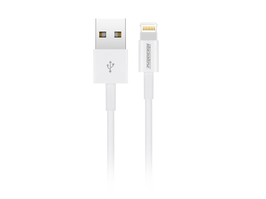 Rockrose 18W Dual Port Travel Charger QC 3.0 Quick Lightning Cable UK - Standard White