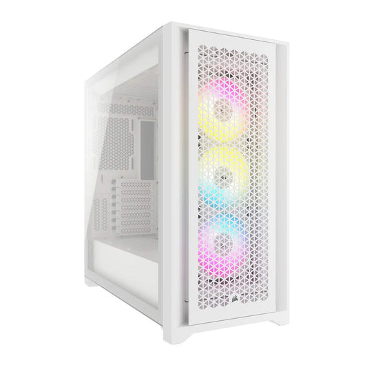 Corsair iCUE 5000D RGB AIRFLOW - Mid-Tower PC Case - 3x AF120 RGB ELITE - iCUE Lighting Node Pro Controller - High-airflow Design - White